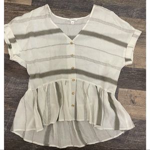 Ruffle Bottomed Button Down Blouse